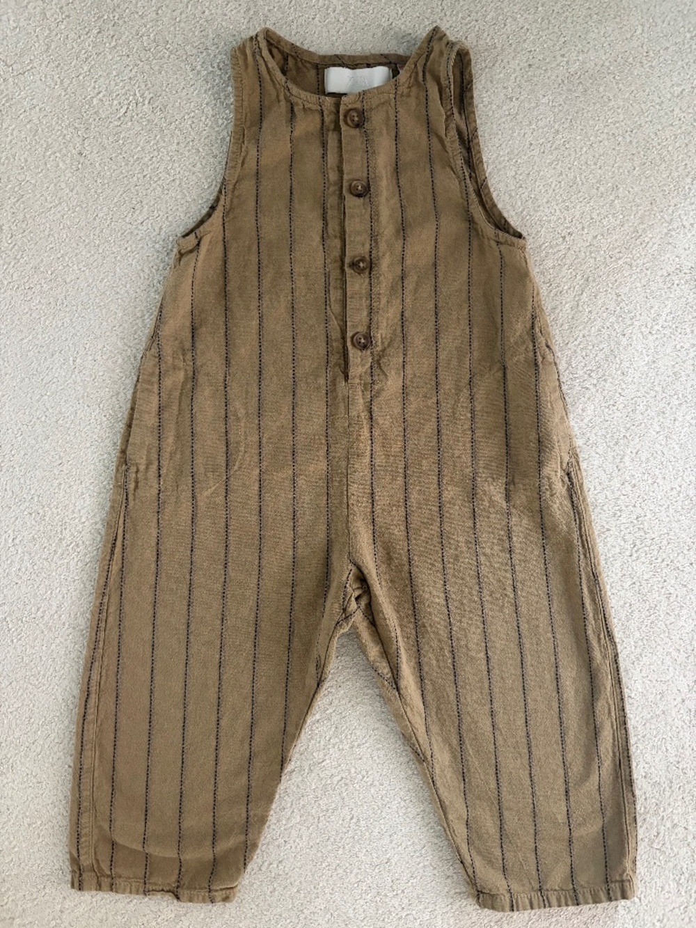 Zara size 3 cotton linen striped overalls